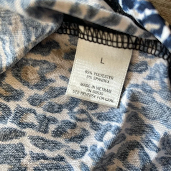 Dress Barn Leopard Animal Print 3/4 Sleeve Stretchy Blouse Women’s Large - Picture 7 of 12